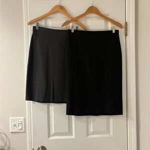 Set of Two Pull-On Pencil Skirts | Stretch Knit | Black and Charcoal | Size 4